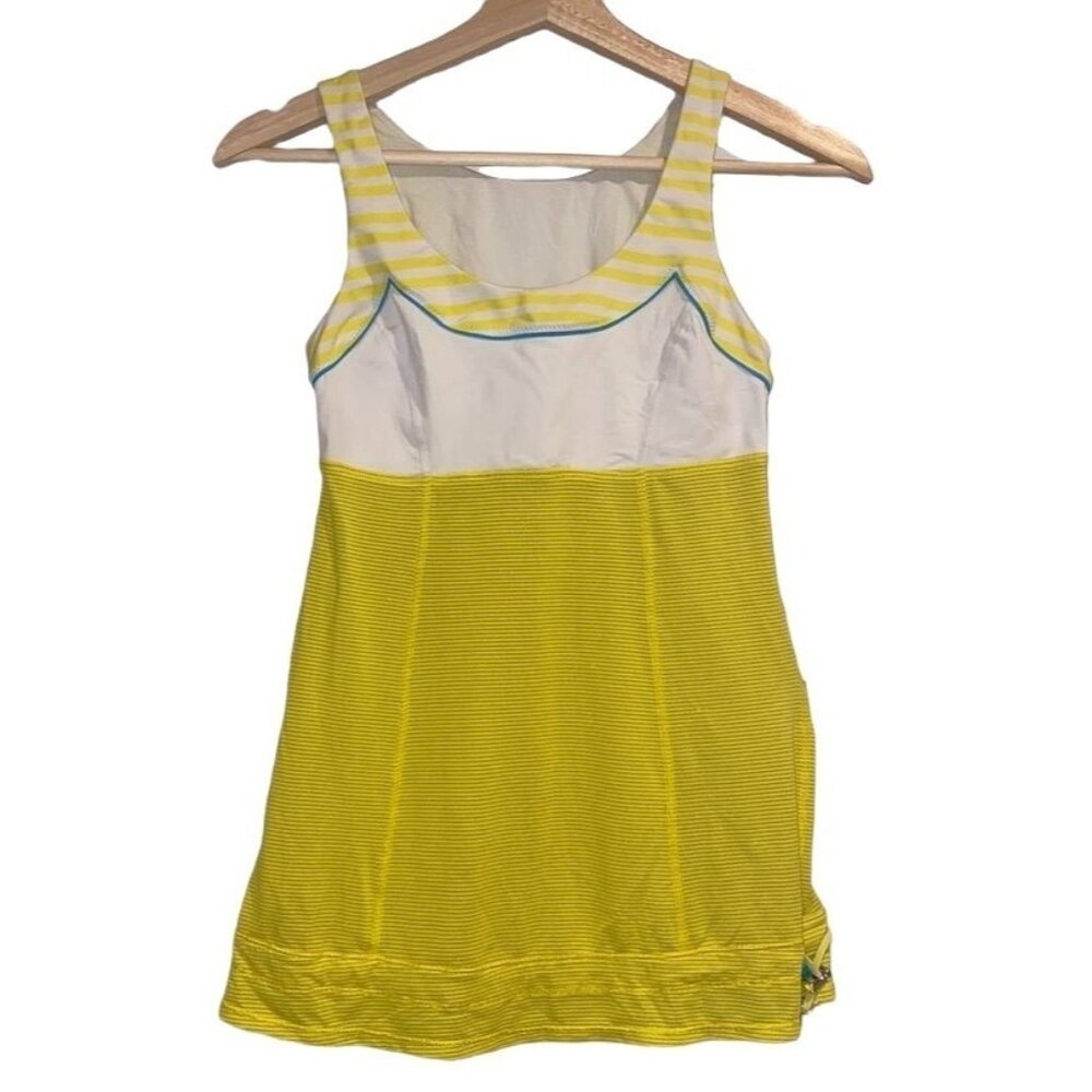 lululemon athletica Womens Ta Ta Topper Running Size 2 4 Yellow White Neon Gym